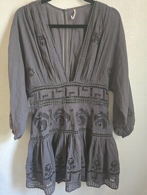 FREE PEOPLE Tea Time Embroidered Dress Size 8